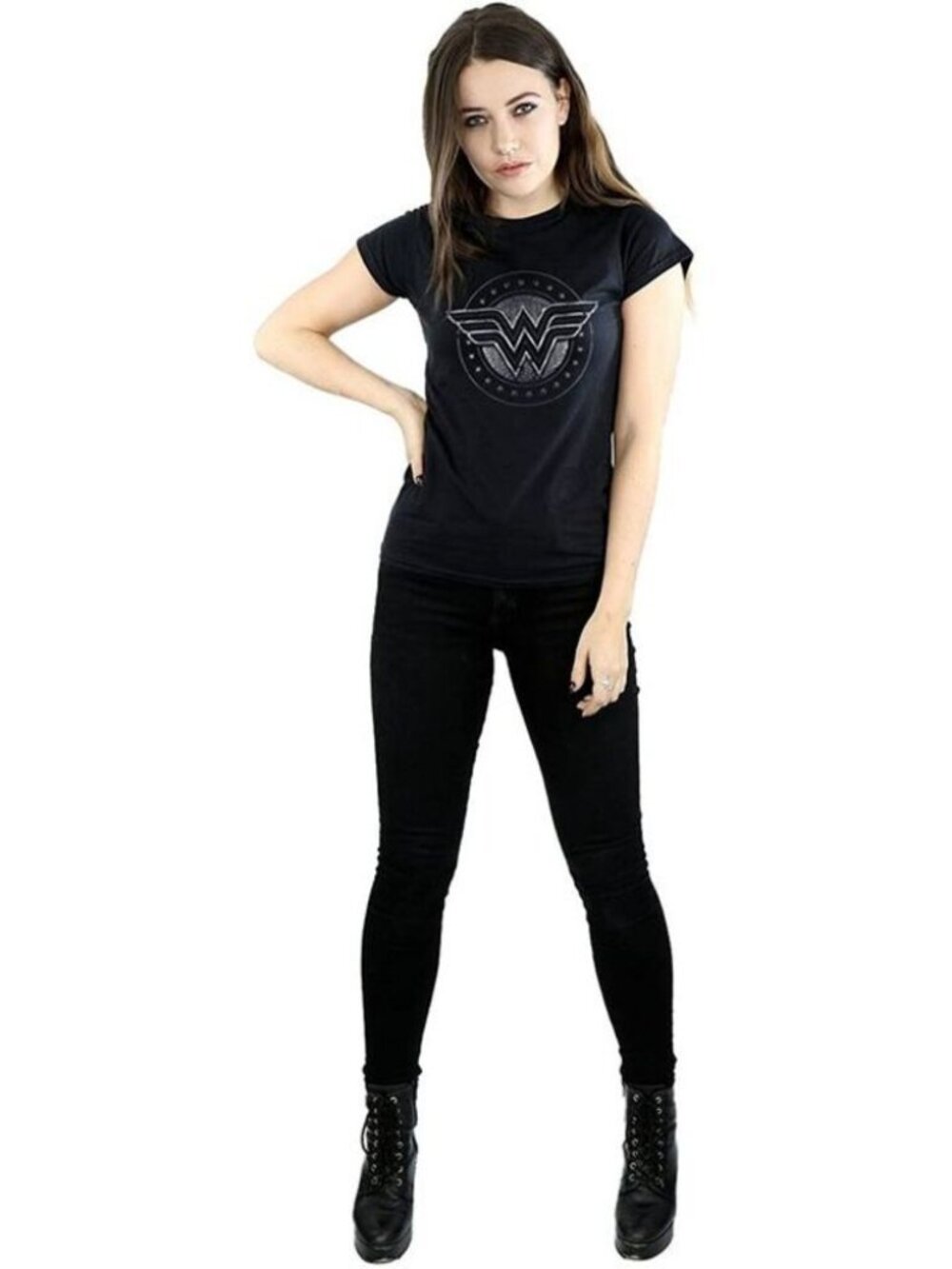 NWT Wonder Woman Shield Design Cotton T-Shirt, Black - Picture 3 of 5